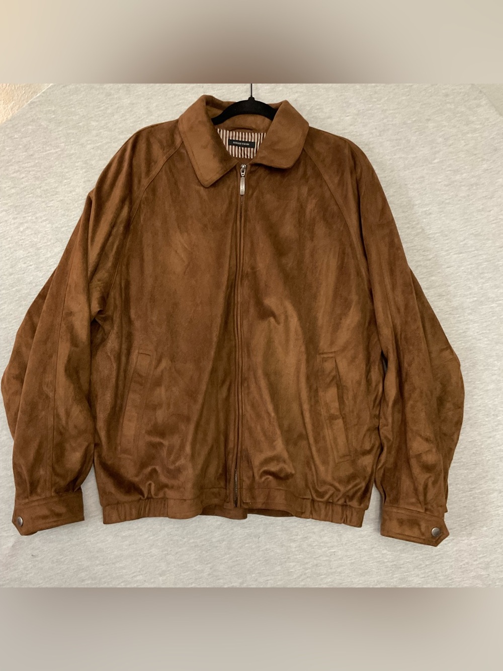 Claiborne Chestnut Suede Bomber Jacket - Picture 2 of 8